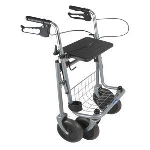 Rollator inklappen vertikaal Rollator ingeklapt