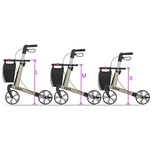 Meerdere zithoogte's rollator leverbaar