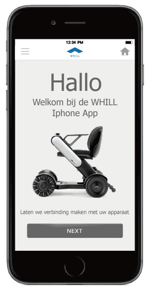 De Whill Model C app op de Iphone